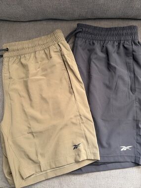 Reebok black atheltic shorts 2 for price of 1 1-pair black, 1-pair olive - new!